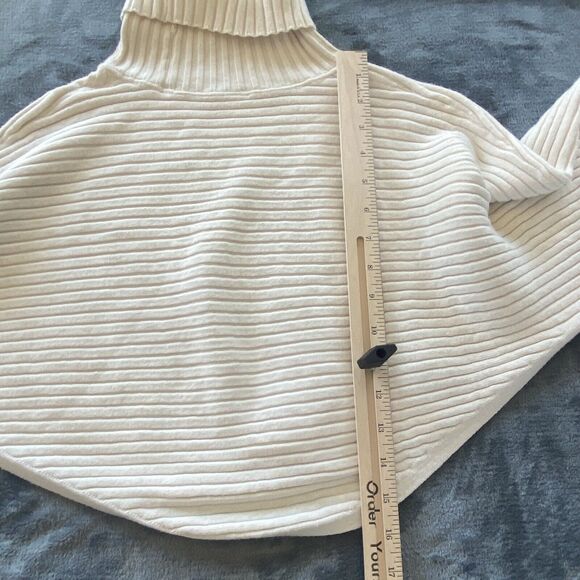 Free People Sweater Billie Mock Neck Womens XS Ivory Crop Ribbed Oversized Boho - Picture 10 of 15